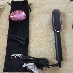 TYMO Hair Straightener and Brush Set - Black and Pink